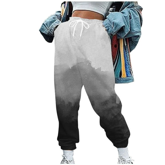 SHTXOZHI Active Pants for Women Elastic Waist Jogger Sweatpants Drawstring Wide Leg Trosuer with Pockets