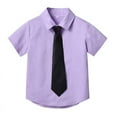 thumbnail image 1 of SHTXOZHI Baby Boy Girl Button Down Dress Shirt Kids Toddler Short Sleeve Summer Shirt Solid Color Collared Tops, 1 of 2