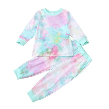 SHTXOZHI Baby Boy Girl Tie-Dye Clothes Set 2 Piece Long Sleeve Crewneck Tops Pants Kids Toddler Fall Winter Outfits