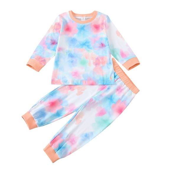 SHTXOZHI Baby Boy Girl Tie-Dye Clothes Set 2 Piece Long Sleeve Crewneck Tops Pants Kids Toddler Fall Winter Outfits