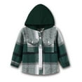 thumbnail image 1 of SHTXOZHI Baby Boys Girls Button Down Plaid Shirt Jacket Long Sleeve Hooded Coat with Pockets for Toddler Kid, 1 of 2