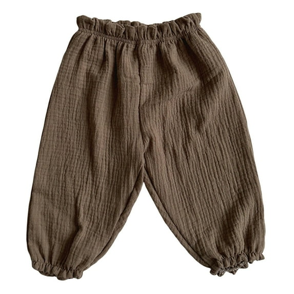 SHTXOZHI Baby Boys Girls Elastic Waisted Cotton Linen Pants Toddler Wide Leg Casual Trousers