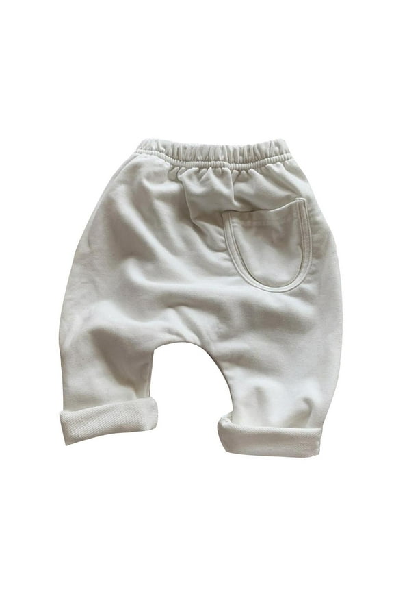Baby Boys Girls Pull-on Pants Newborn Infant Elastic Waist Pants Toddler Solid Color Trousers