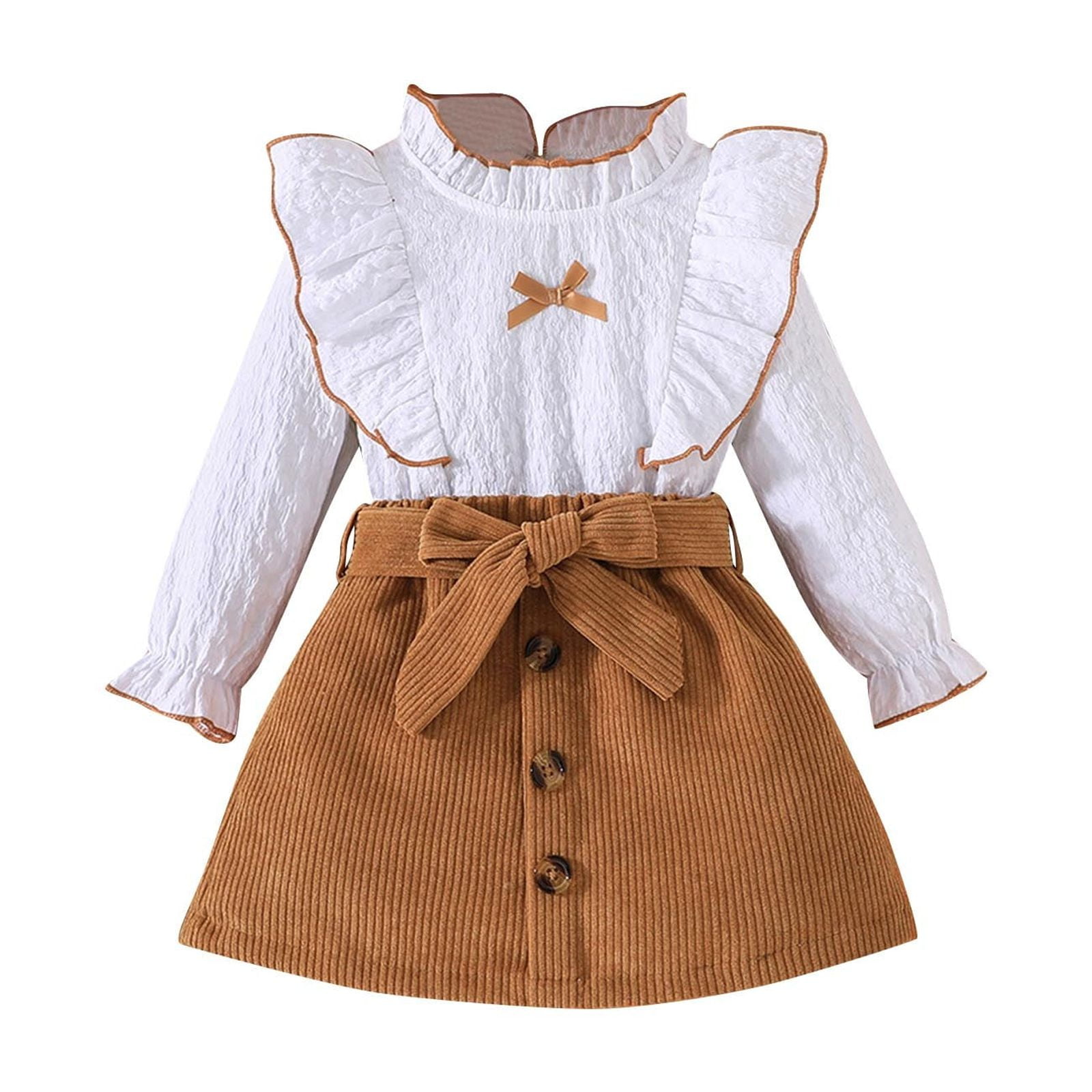 SHTXOZHI Baby Girls Fall Clothes Long Sleeve Ruffle Tops Skirts Set Toddler Winter Outfits