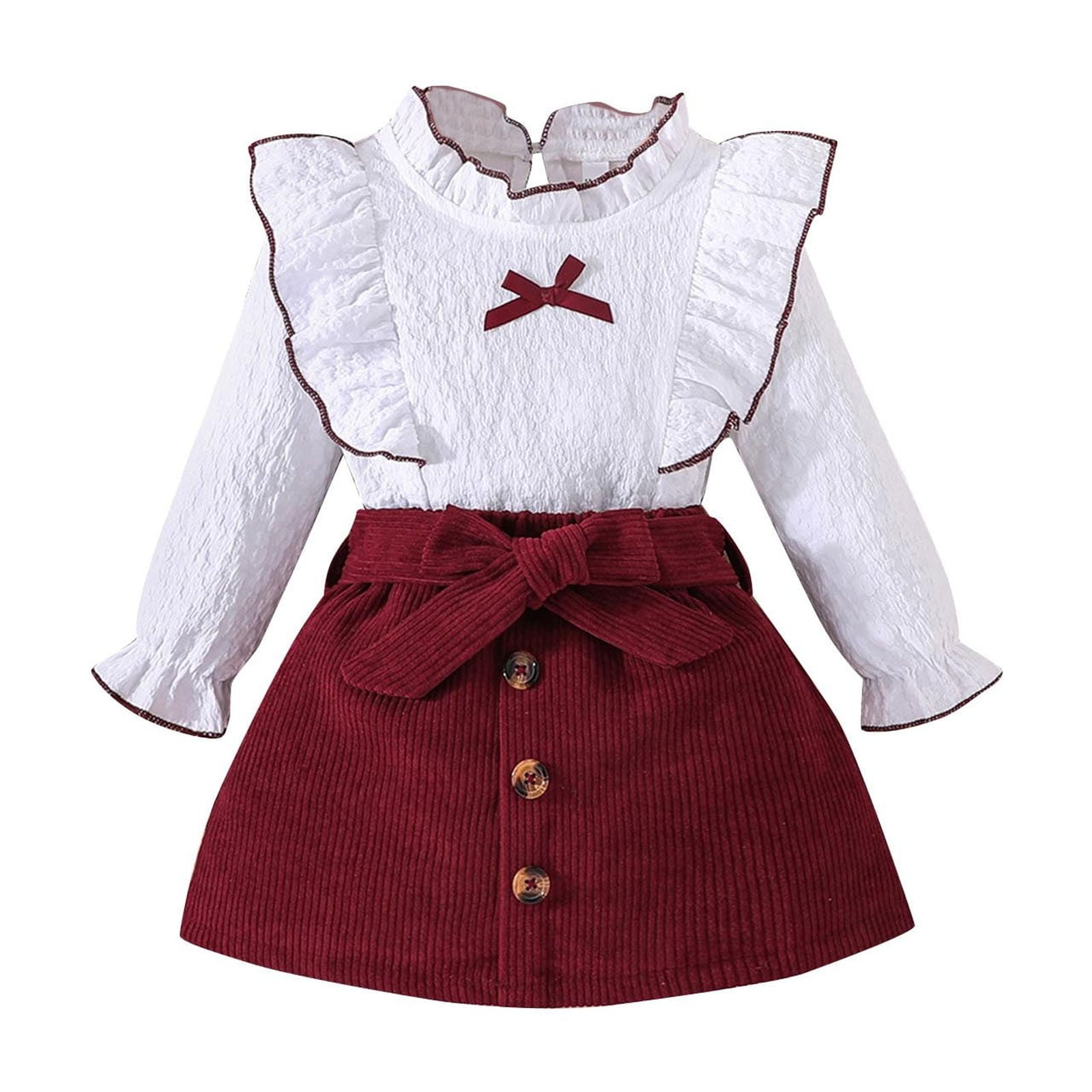 SHTXOZHI Baby Girls Fall Clothes Long Sleeve Ruffle Tops Skirts Set Toddler Winter Outfits