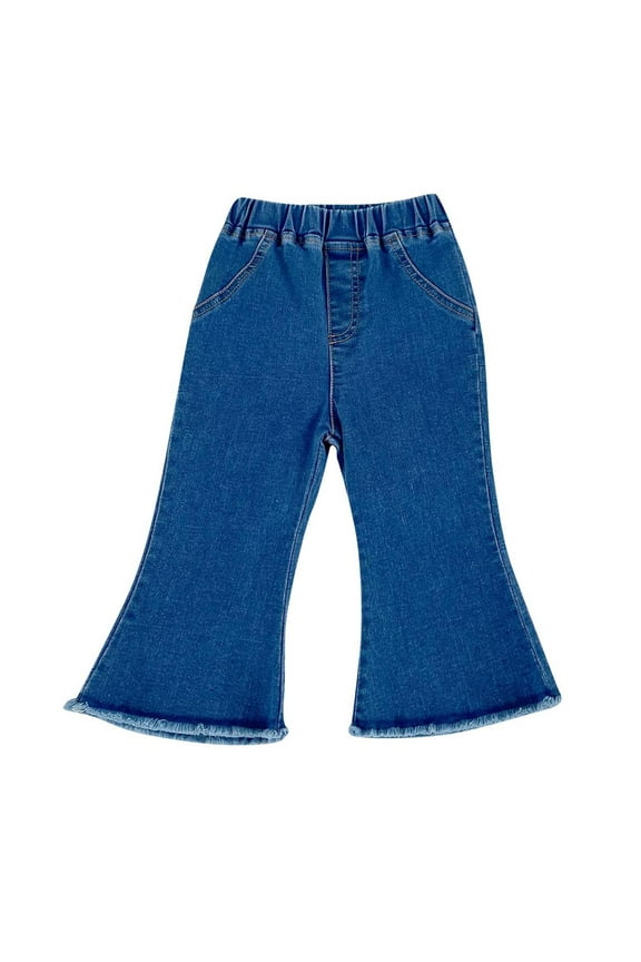 Baby Girls Jeans Toddler Elastic Waist Bell Bottom Denim Pants Newborn Infant Clothes