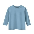 thumbnail image 1 of SHTXOZHI Boy Girl 3/4 Sleeve Ribbed Knit Shirts Kids Solid Color Crewneck Casual Tee Tops 5-13 Years, 1 of 6