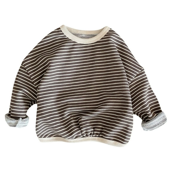 SHTXOZHI Boy Girl Long Sleeve Sweatshirt Toddler Kids Crewneck T-Shirt Striped Color Block Casual Tops