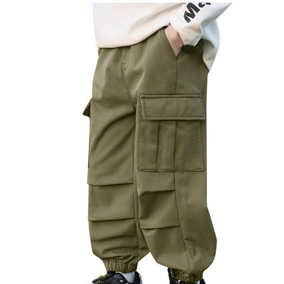 SHTXOZHI Boy's Wide Leg Cargo Baggy Sweatpants Girl Casual Sports Jogger Pants Kids Trousers with Pockets