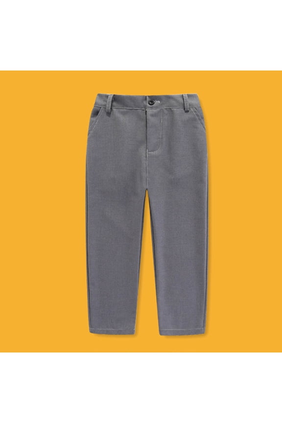 Boys' Dress Pants Kids Girl Elastic Waist Straight Leg School Uniform Pants 3-17 Years