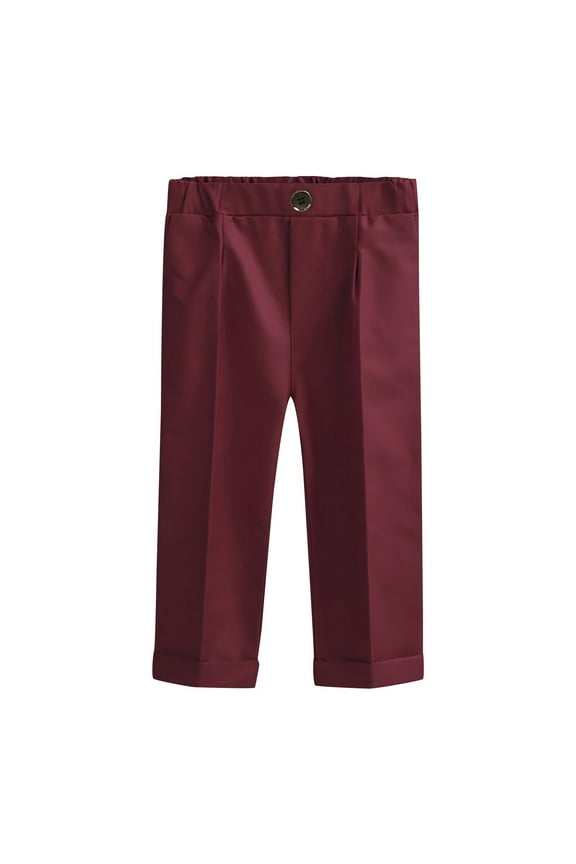 Boys Girls Dress Pants Elastic Waisted School Uniform Pants for Toddler Kids 6M-10T