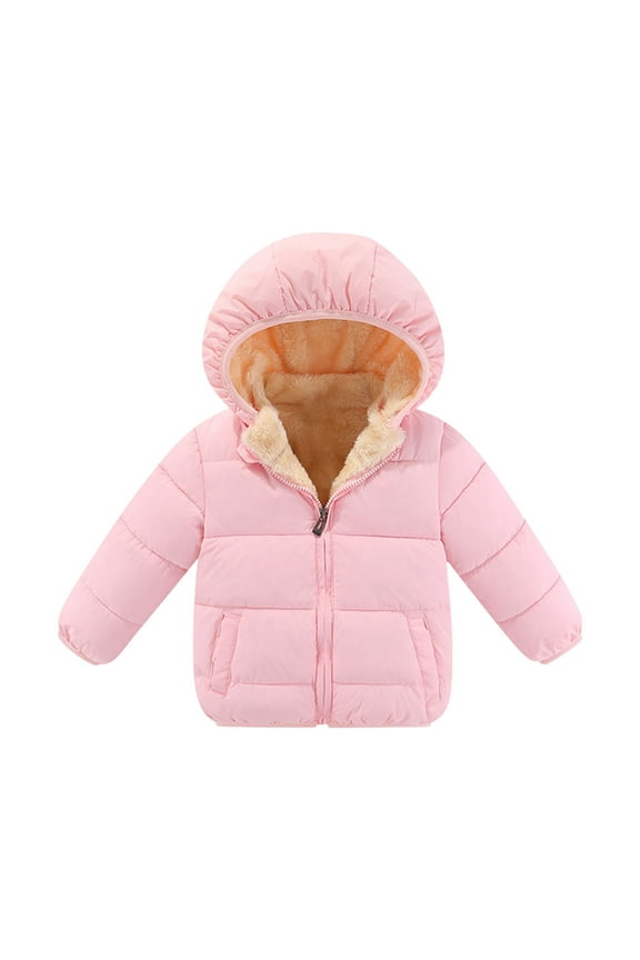 Boys Girls Fleece Lined Puffer Coat Toddler Kids Hooded Winter Down Jacket Zip Up Warm Outwear