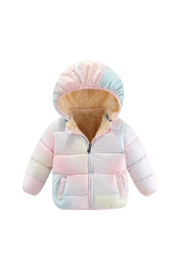 Boys Girls Fleece Lined Puffer Coat Toddler Kids Hooded Winter Down Jacket Zip Up Warm Outwear