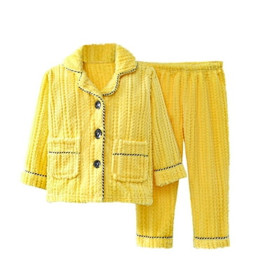 SHTXOZHI Boys Girls Fuzzy Fleece Pajamas Sets Toddler Kids Button Down Long Sleeve Sleepwear Loungewear