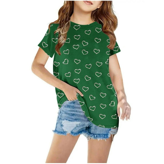SHTXOZHI Boys Girls Short Sleeve Summer T-Shirts Kids Round Neck Printed Casual Shirt Tops