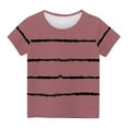 thumbnail image 1 of SHTXOZHI Boys Girls Short Sleeve Summer Tops Round Neck Striped T Shirts Kids Casual Tees, 1 of 5