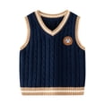 thumbnail image 1 of SHTXOZHI Boys Girls Sweater Vest Cute Uniform V Neck Sleveeless Waistcoat Toddler Kids 3-9 Years, 1 of 7