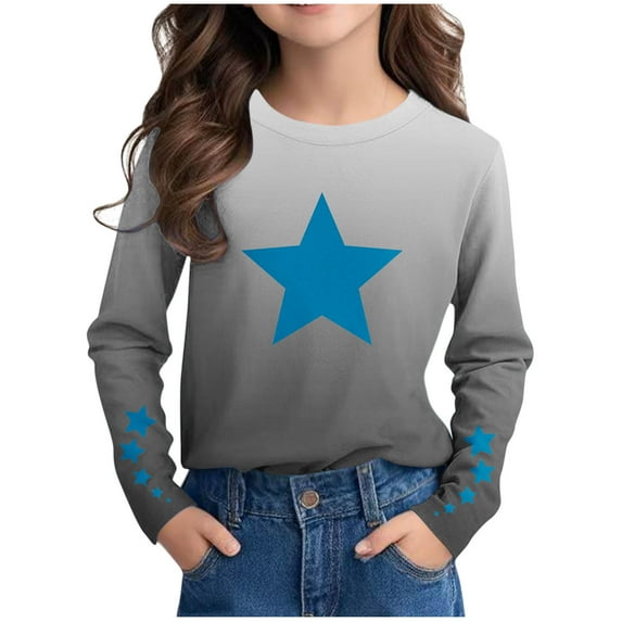 SHTXOZHI Boys Girls T-Shirts Kids Long Sleeve Graphic Tee Tops Toddler Crewneck Casual Tops