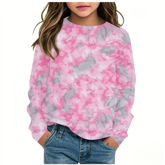 SHTXOZHI Boys Girls Tie-Dye Under Shirts Toddler Kids Long Sleeve Crewneck Fashion Shirt Tops