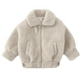 thumbnail image 1 of SHTXOZHI Boys Girls Warm Outerwear Kids Zip Up Fleece Jacket Winter Sherpa Coat with Pockets, 1 of 3