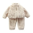 thumbnail image 1 of SHTXOZHI Boys Girls Winter Clothes Fleece Long Sleeve Zip Up Jacket Pants Set Toddler Warm Outfit, 1 of 7