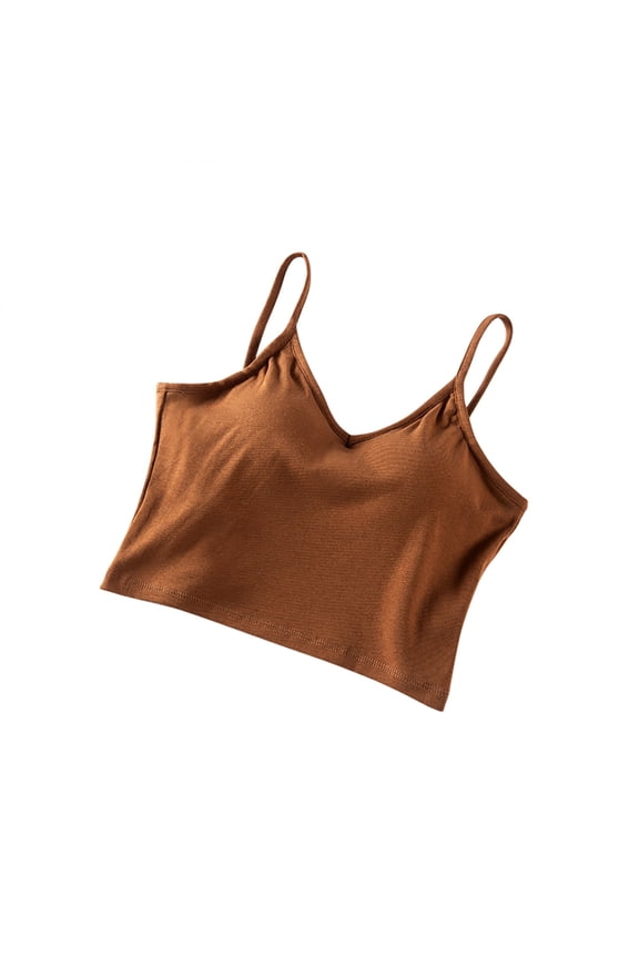 Built in Bra Camisoles Top for Women Sleeveless Crop Tank Tops Spaghetti Strap Summer Basic Shirt