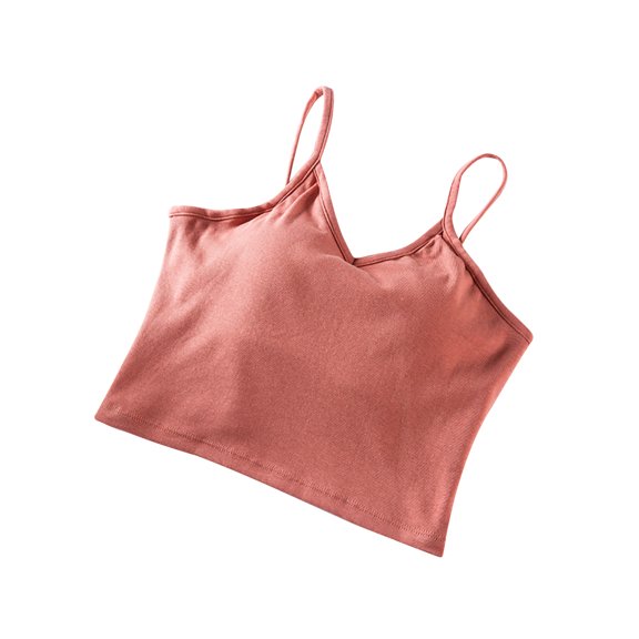 SHTXOZHI Built in Bra Camisoles Top for Women Sleeveless Crop Tank Tops Spaghetti Strap Summer Basic Shirt