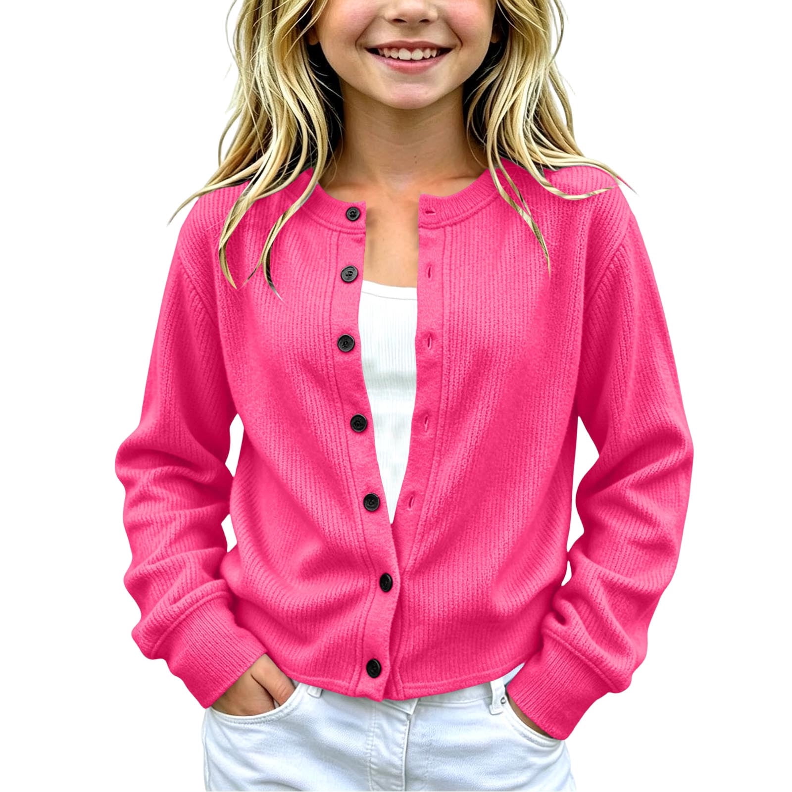 Bpy Base SHTXOZHI Button Up Cardigan Sweater for Kids Girls Boys Long Sleeve ...