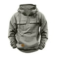 thumbnail image 1 of SHTXOZHI Cargo Hoodies for Men Quarter Zip Pullover Sweatshirt Long Sleeve Athletic Running Tops, 1 of 5