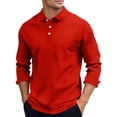 thumbnail image 1 of SHTXOZHI Casual Collared Pullover for Men Long Sleeve Button Up Shirts Outdoor Vacation Solid Color Stretchy Tops, 1 of 6