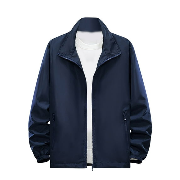 SHTXOZHI Casual Jackets for Men Full Zip Up Business Work Jackets Stand Collar Lightweight Coats