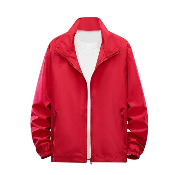 SHTXOZHI Casual Jackets for Men Full Zip Up Business Work Jackets Stand Collar Lightweight Coats