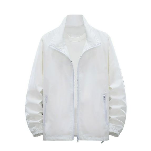 SHTXOZHI Casual Jackets for Men Full Zip Up Business Work Jackets Stand Collar Lightweight Coats