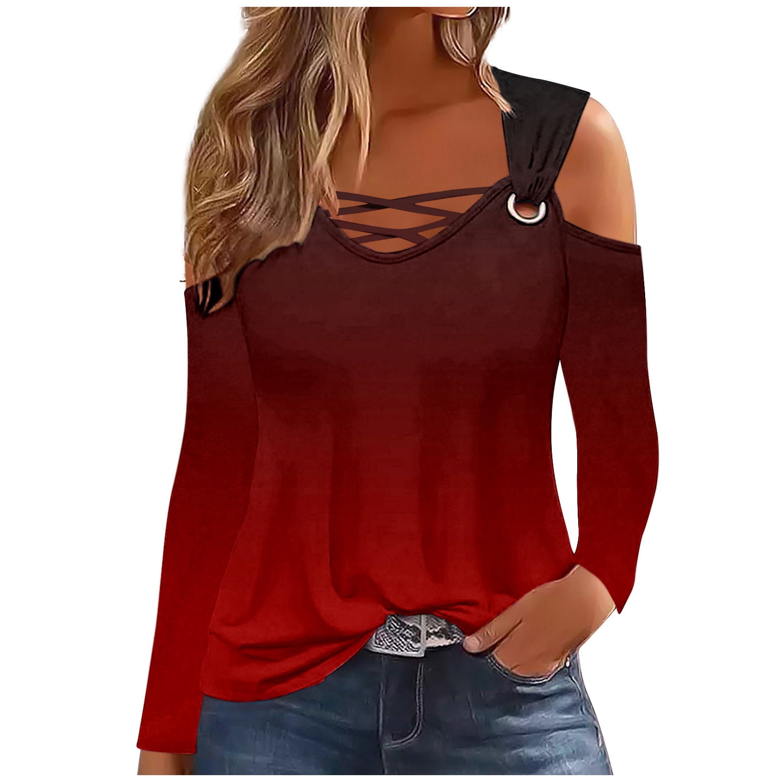 Cold Shoulder Long Sleeve Top