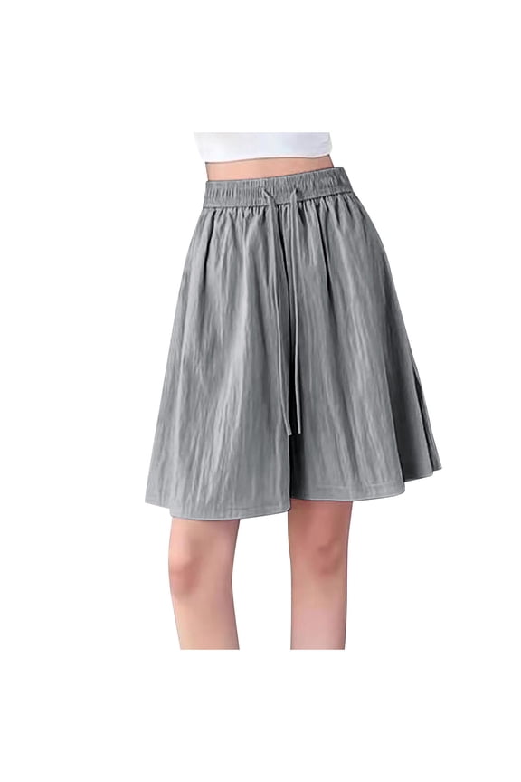 Culottes Shorts for Women High Waist Drawstring Shorts Flowy Wide Leg Pleated Casual Shorts with Pockets