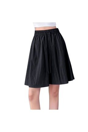 Culottes Shorts for Women High Waist Drawstring Shorts Flowy Wide Leg Pleated Casual Shorts with Pockets