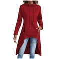 thumbnail image 1 of SHTXOZHI Fall Hoodies for Women Long Sleeve Drawstring Sweatshirts with Pockets Asymmetrical Tunic Tops, 1 of 7