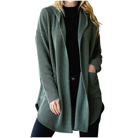 SHTXOZHI Fall Jacket for Women Long Sleeve Knit Cardigan Casual Fall Hooded Coat with Pockets