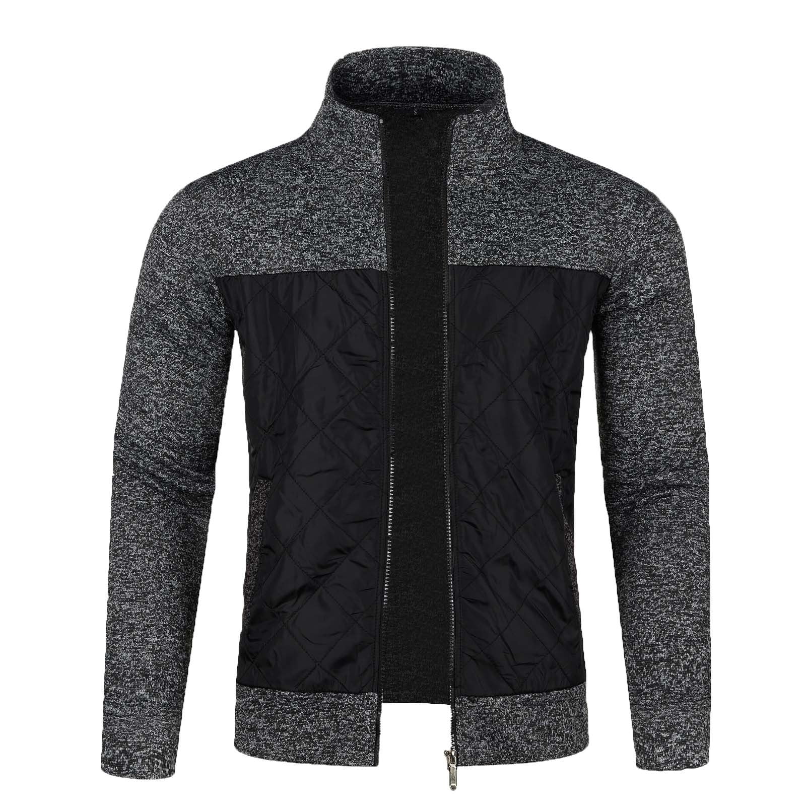SHTXOZHI Fall Jackets for Men Stand Collar Full Zip Up Casual