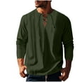 thumbnail image 1 of SHTXOZHI Fall Tee Shirts for Men Long Sleeve Lace-Up Pullover Shirts Solid Color Casual Tops, 1 of 7