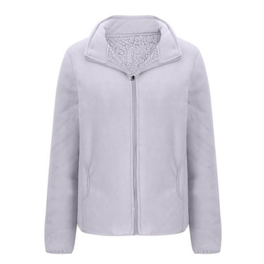 SHTXOZHI Fleece Lined Jackets for Women Fuzzy Sherpa Lapel Zip Up Coat Long Sleeve Outerwear with Pockets