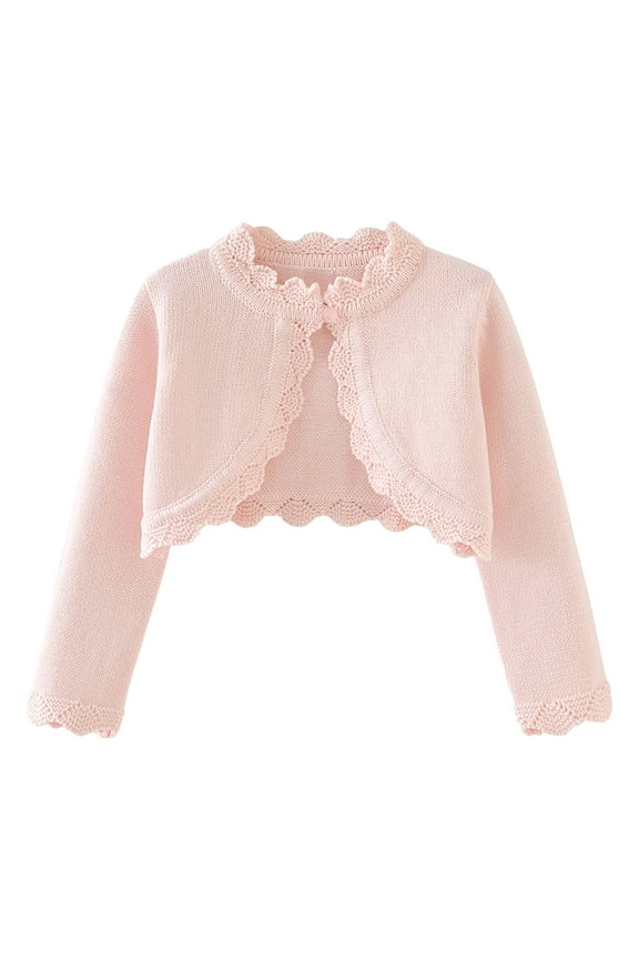 Girl's Fall Cropped Cardigan Toddler Kid Long Sleeve Button Down Sweater Cover Up Tops