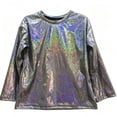 thumbnail image 1 of SHTXOZHI Girl's Party Sparkly Shirts Long Sleeve Loose Crew Neck Top Dance Dressy Outdoor Birthparty Blouse, 1 of 5