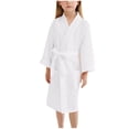 thumbnail image 1 of SHTXOZHI Girl's Solid Color Bathrobes Long Sleeve Long Robes Adjustable Belt Sleepwear V-Neck Homewear with Pockets, 1 of 7