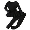 thumbnail image 1 of SHTXOZHI Girl's Two Piece Outfits Long Sleeve Ruffle Tops Pants with Belt for Toddler Kids 3-10 Years, 1 of 7