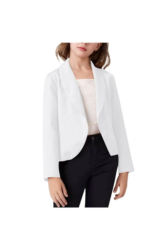 Girls Blazer Jacket Kids Lapel Open Front Long Sleeve Formal Suit Blazers Casual Jackets