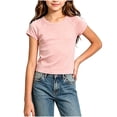 thumbnail image 1 of SHTXOZHI Girls Boys T-Shirts Short Sleeve Solid Color Soft Tops Summer Outdoor Casual School Uniform Basic Tees, 1 of 6