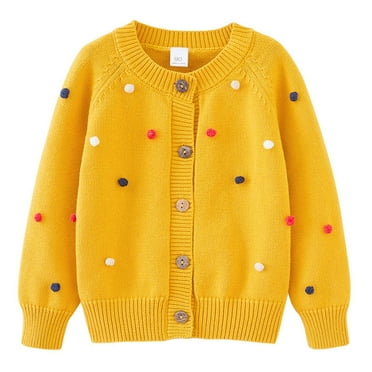 SHTXOZHI Girls Button Down Knitted Cardigan Long Sleeve Crewneck Cute Sweaters 2-8 Years