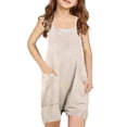thumbnail image 1 of SHTXOZHI Girls Casual Jumpsuits Sleeveless V Neck Print Loose Romper with Pockets Short Overalls, 1 of 3