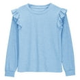 thumbnail image 1 of SHTXOZHI Girls' Casual Ruffle Blouses Kids Long Sleeve Crewneck Shirts Solid Color Spring Top, 1 of 7